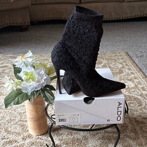 ALDO Black Textured Heeled Boots